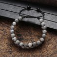 thumbnail image 3 of RSAMD 8MM Owl Buddha Beaded Natural Lava Stone Gold Silver Charm Fashion Men Bracelets-187-S, 3 of 4