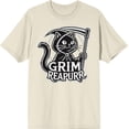 thumbnail image 3 of Black Cat Grim Reapurr Adult Natural Crew Neck Short Sleeve Tee-Medium, 3 of 4