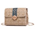 thumbnail image 1 of Bolso de hombro para mujer, bolso de paja con solapa, correa de cadena, embragues Irfora Beige, 1 of 7
