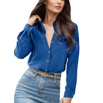 Womens Button Down Shirts Dressy Casual Solid Long Sleeved Lapel Collar Work Blouses Spring Summer Trendy Classic Fit Business Tops