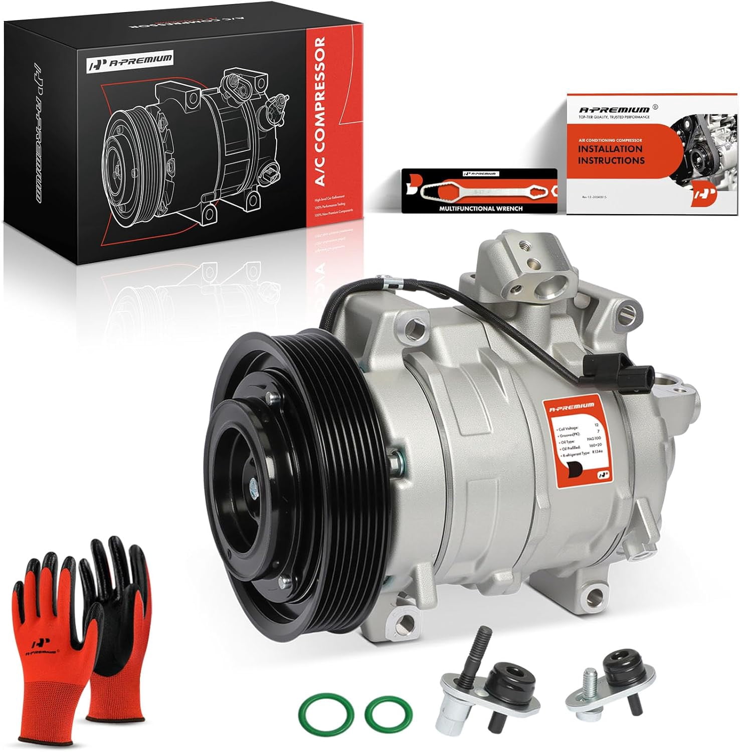 aoi Denso 471-1636 A/C Compressor Fits select: 2008-2012 HONDA ACCORD