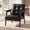 Black-PU Leather, variant on OMNIBERG Mid-Century Modern Accent Chair, Upholstered Armchair with Solid Wood Frame, Comfort Reading Chair Lounge Chair for Living Room Bedroom Sunroom, White