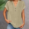 thumbnail image 2 of NinXxx Women's V Neck Short Sleeve Breathable Summer Basic Top Beige XXL, 2 of 4