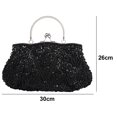 thumbnail image 2 of Bolso de mano con diseño floral de lentejuelas y cuentas, bolso de mano negro, 2 of 5