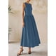 thumbnail image 3 of Vestido Maxi PRETTYGARDEN Sin Mangas Patchwork Largo XL Gris Azul, 3 of 8