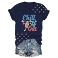 thumbnail image 2 of Hauts d'Été pour Femmes, Tenues T-Shirts 4 Juillet 2024, T-Shirt Col Rond Imprimé Jour de l'Indépendance Bleu, 2 of 4