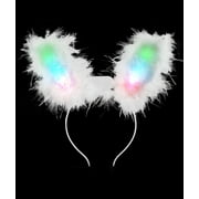 LED Light Up Easter Bunny Ears Headband for Kids & Adults Costume Accessory - White