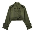 thumbnail image 5 of Womens Jackets Fall Lapel Cropped Jacket With Belt Solid Slim Double Breasted Short Trench 2025 Trendy Outfits, 5 of 5