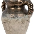 thumbnail image 2 of Vickerman 8.5" Aged Terracotta Gray Ceramic Vase. This unique vase adds character and earthy tones to any space. This vase can stand on its own or pair with a faux greenery stem for a finished look. T, 2 of 4