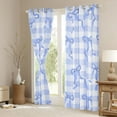 thumbnail image 3 of Feelyou Cute Cartoon Bowknot Black Out Curtains for Child, Chic Blue Buffalo Plaid Curtains Pack of 2 (42x63 Each), Fashion Ribbon Bedroom Curtains, Curtains and Drapes Decor, 3 of 6