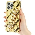 thumbnail image 2 of Compatible with iPhone 14 Pro Glossy Case with Bling Diamond Bracelet Rhinestone Crystal Shiny Chain Glitter Luxury Fashion Protection Shockproof Case for Women Girls-Gold, 2 of 5