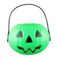thumbnail image 2 of Halloween Home Decor - Pumpkin Candy Bucket,Foldable Detachable 2-in-1 Pumpkin Bucket,Medium Reusable Plastic Candy Pail,Green Trick or Treat Party Favor Holder for Children, 2 of 3