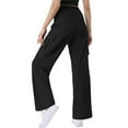 thumbnail image 4 of Women's Sweatpants Wide-leg Pants Solid Color Elastic High Waist Drawstring Quickdrying Trousers Multi-pocket Casual Sports Pants Athletic Pants for Workout, Jogging, Running Black S, 4 of 4