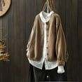 thumbnail image 2 of Duoif Cardigans pour Femmes en Coton Tricoté Veste Automne Vêtements Rétro Littéraires Ample Décontracté à Manches Longues Chandail Veste Automne Vêtements Décontractés Pulls pour Femmes Kaki G, 2 of 8