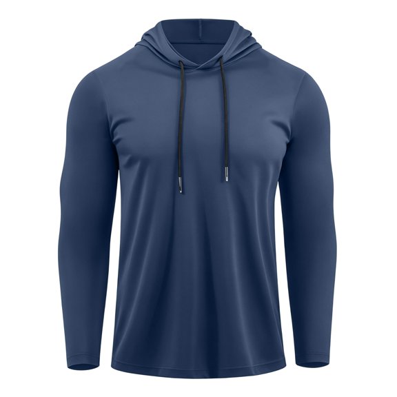 Boyscolos Men's Sun Protection Sweatshirt Quick Dry Long Sleeve Rash Guard Lightweight Drawstring Hoodie Shirt Fishing Running Navy L
