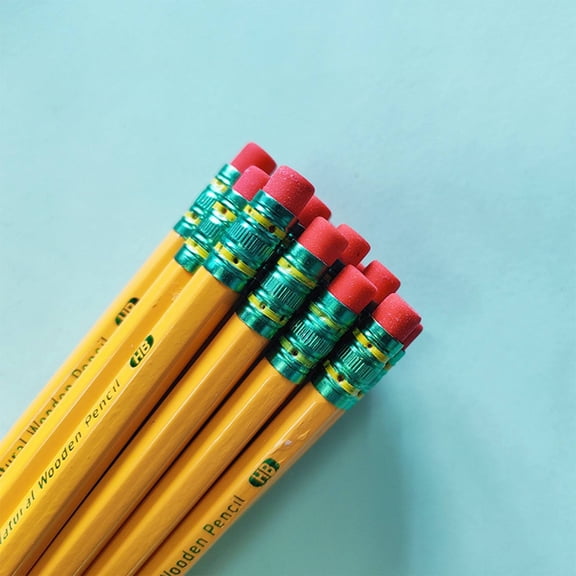 12 Count Yellow HB #2 Pencils, Graphite Pencils, Wooden Pencils, Writing Pencils, Eraser Pencils, Pre Sharpened Pencils, Office Desk Supplies (19x4.7x1.6 cm)