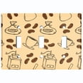 thumbnail image 2 of Metal Light Switch Wall Plate Outlet Cover (Coffee Espresso Mocha Bean Cup Maker Pistachio Beige - Triple Toggle), 2 of 2