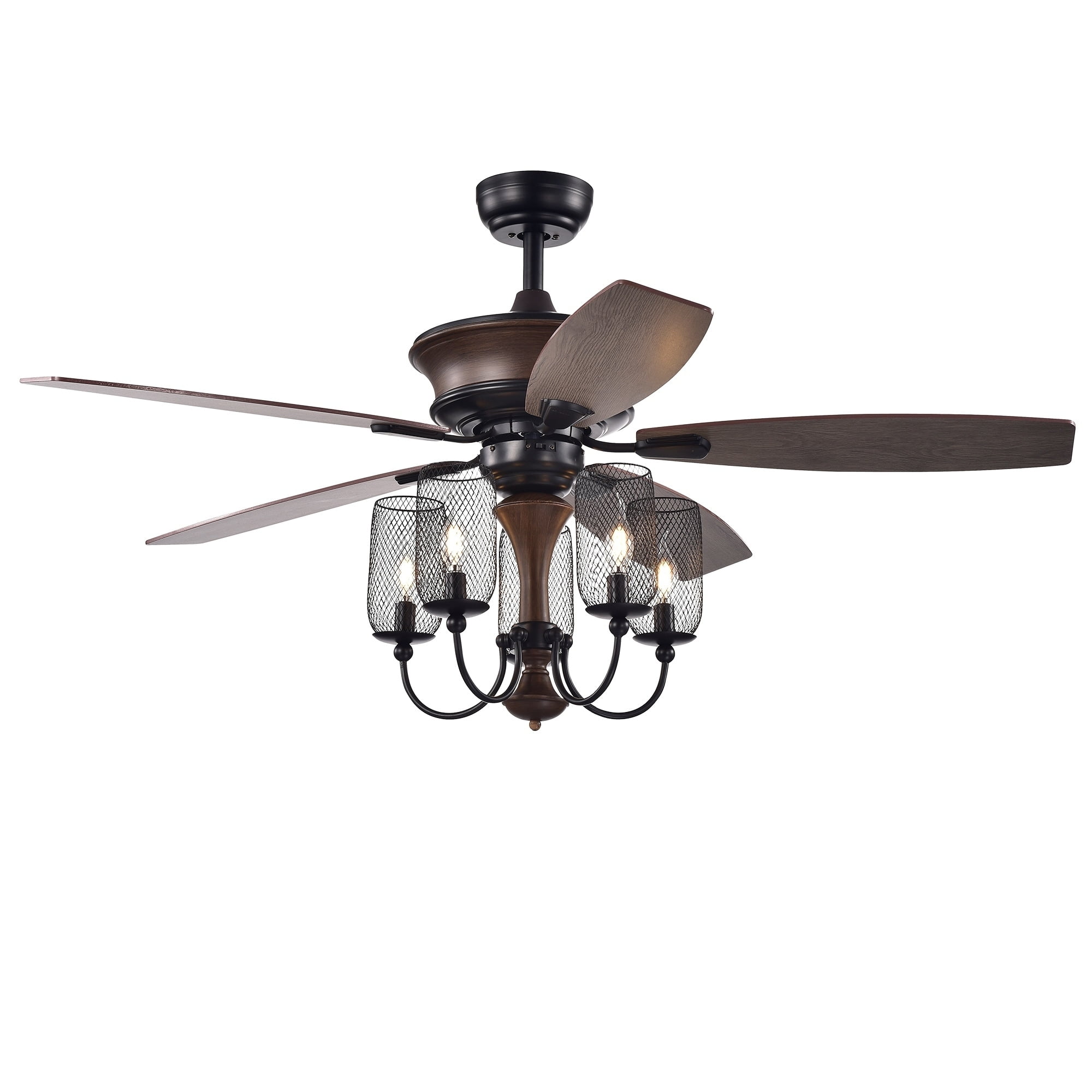 Warehoude of Tiffany Slatin 52'' Black Chandelier Reversible Ceiling Fan with Mesh Shade