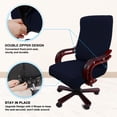 thumbnail image 3 of PiccoCasa Stretch Jacquard Office Chair Cover Armchair Protector, Large, Navy Blue, 3 of 6