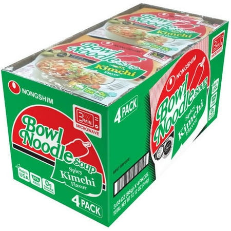 - (3 Pack) Nongshim Bowl Noodle Soup Spicy Kimchi Flavor, 4 / 3.03 oz packages