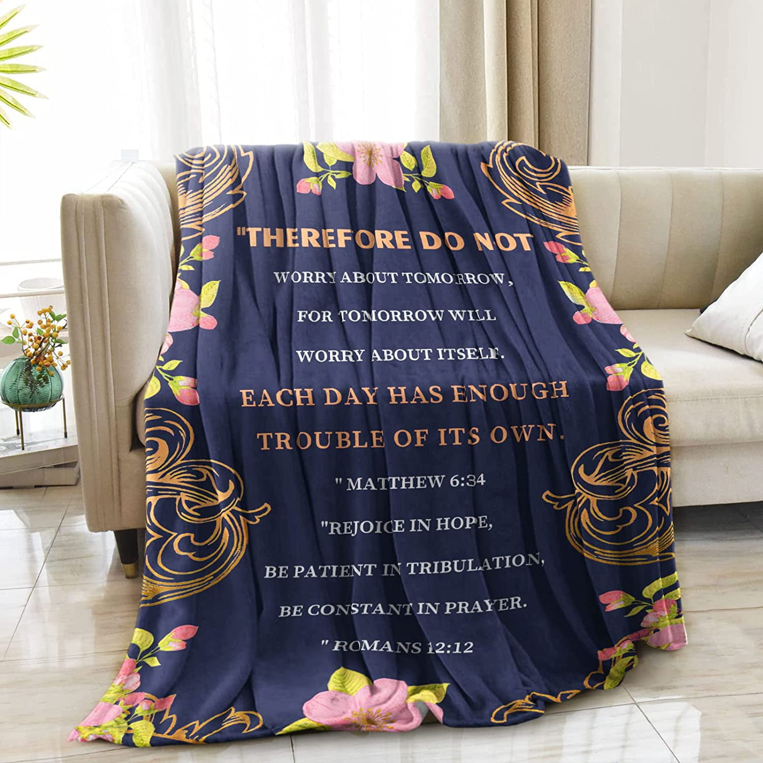Christian Gift for Women, Religious Gifts Scripture Throw Blanket Graduation Gifts, Encouragement Gifts for Women Christian Blanket Throw 50x60 inch
