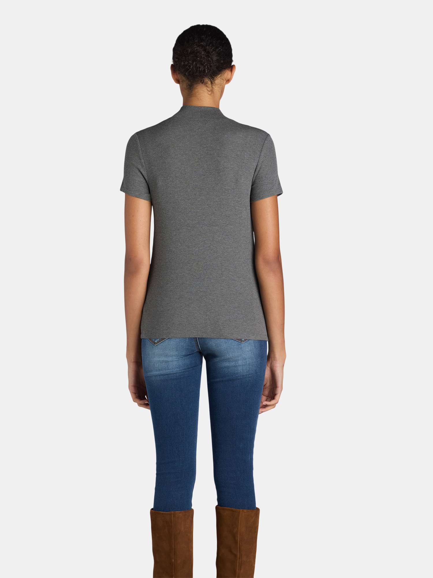 Time and Tru Women's Mock Neck Top with Short Sleeves, 2-Pack, Sizes XS-XXXL