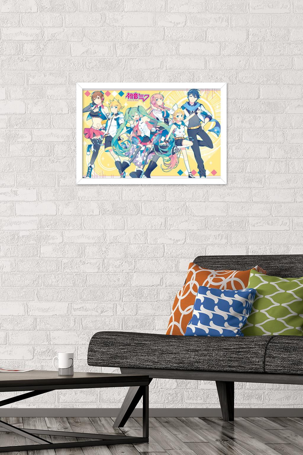 Hatsune Miku - Yellow Group Wall Poster, 14.725" x 22.375", Framed