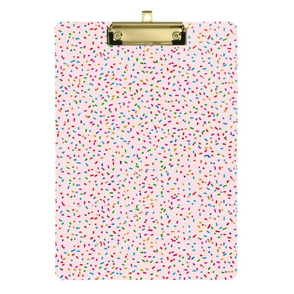 Plastic Clipboard Acrylic Hanging Clip Board with Gold Low Profile Office School Supplies 12.5x9 Colorful Sprinkles