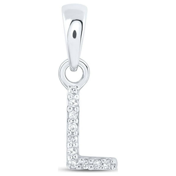 10kt White Gold Womens Round Diamond L Initial Letter Pendant .02 Cttw