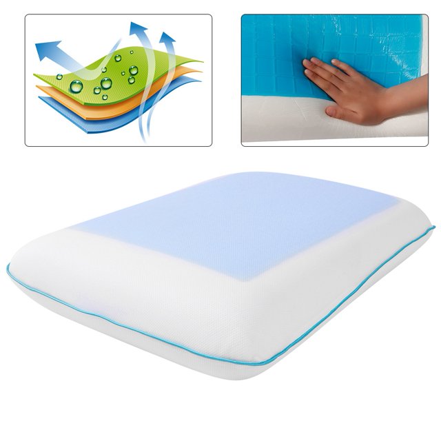 Gel Pillow, Memory Sleeping Pillow, Durable Design Material Ergonomic Design Multiple Holes Pillowslip Office Room Rest For Home