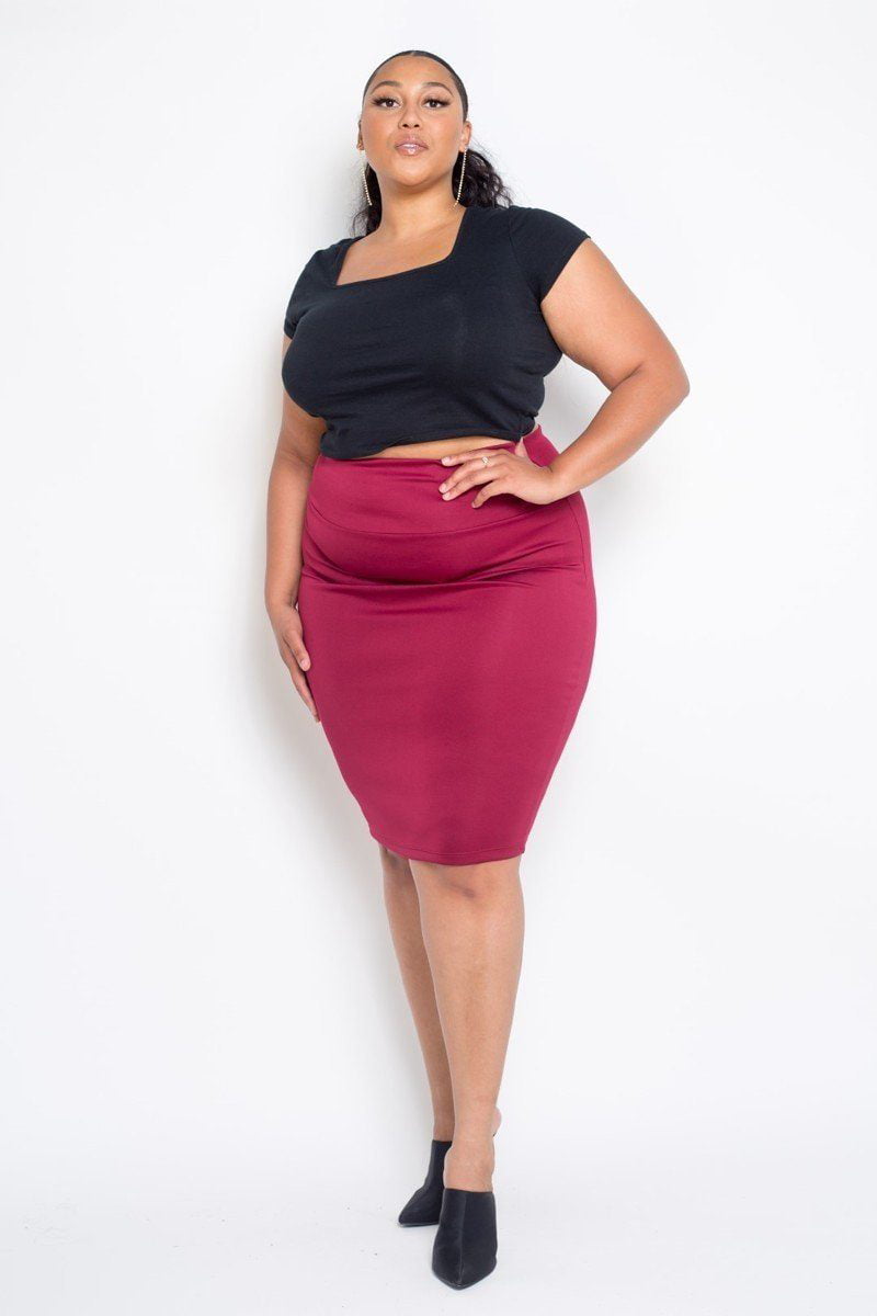 Woman's Casual Plain Pencil Skirt With Belt Stretch Midi Skirt Size 8-12 FA340 