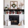 thumbnail image 3 of Black Christmas Fireplace Mantle Scarf, Snowman Plaid Xmas Tree Winter Snowflake Mantel Cover Table Runner for Home Living Room Door Window, Indoor Outdoor Holiday Party Decor 17" x 70", 3 of 6