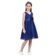 thumbnail image 4 of iiniim Kids V Neck Chiffon Flower Girl Dress for Wedding Bridesmaid Pageant Birthday Party Navy Blue 2, 4 of 7