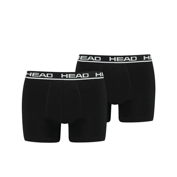 HEAD Calzoncillos de Hombre, Paquete de 2 - Básico, Slgodón elástico, liso Negro M (Medium)
