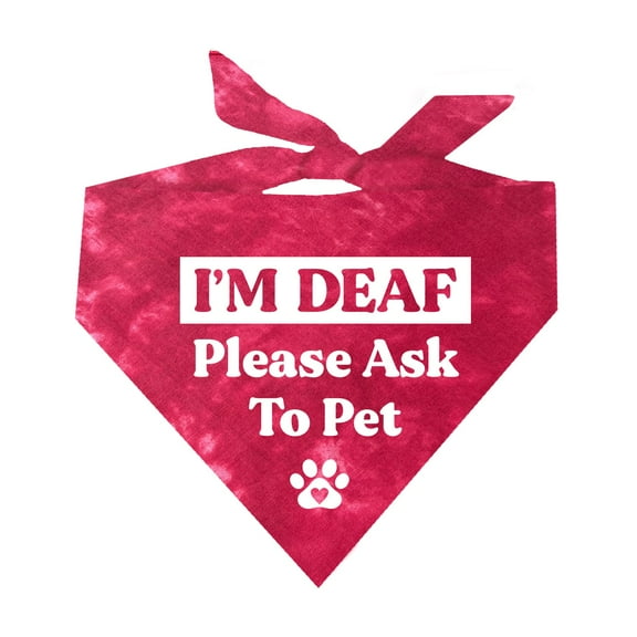 I'm Deaf Please Ask To Pet Scrunch Tie Dye Pattern Triangle Dog Bandana