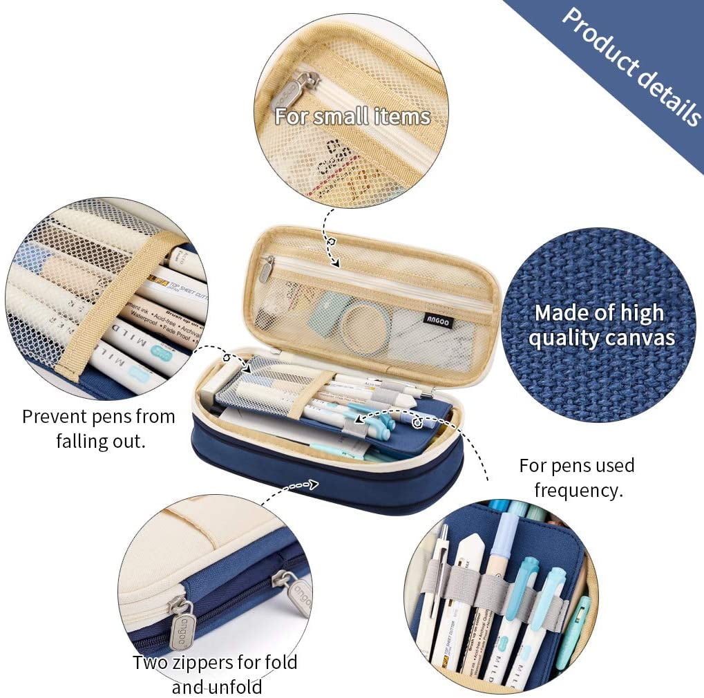 Robotsky Canvas Pencil Cases, Navy Blue