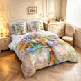 thumbnail image 2 of Homewish Watercolor Nature Tree 7 Pieces Full Size Bedding Sets,Colorful Glass Full Size Bed in a Bag,Yellow Blue,Colorful Stars Reversible, 2 of 8