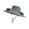 thumbnail image 3 of Sombrero de ventilador con energía solar de nailon transpirable de ala ancha para correr, mochilerismo y pesca. Gris oscuro, 3 of 9