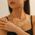 thumbnail image 6 of SmartBy Sparkling Bars Choker Metallic Necklace Bib Chunky Collar Fringe Necklace Metal Tassel Punk Jewelry for Women, 6 of 7