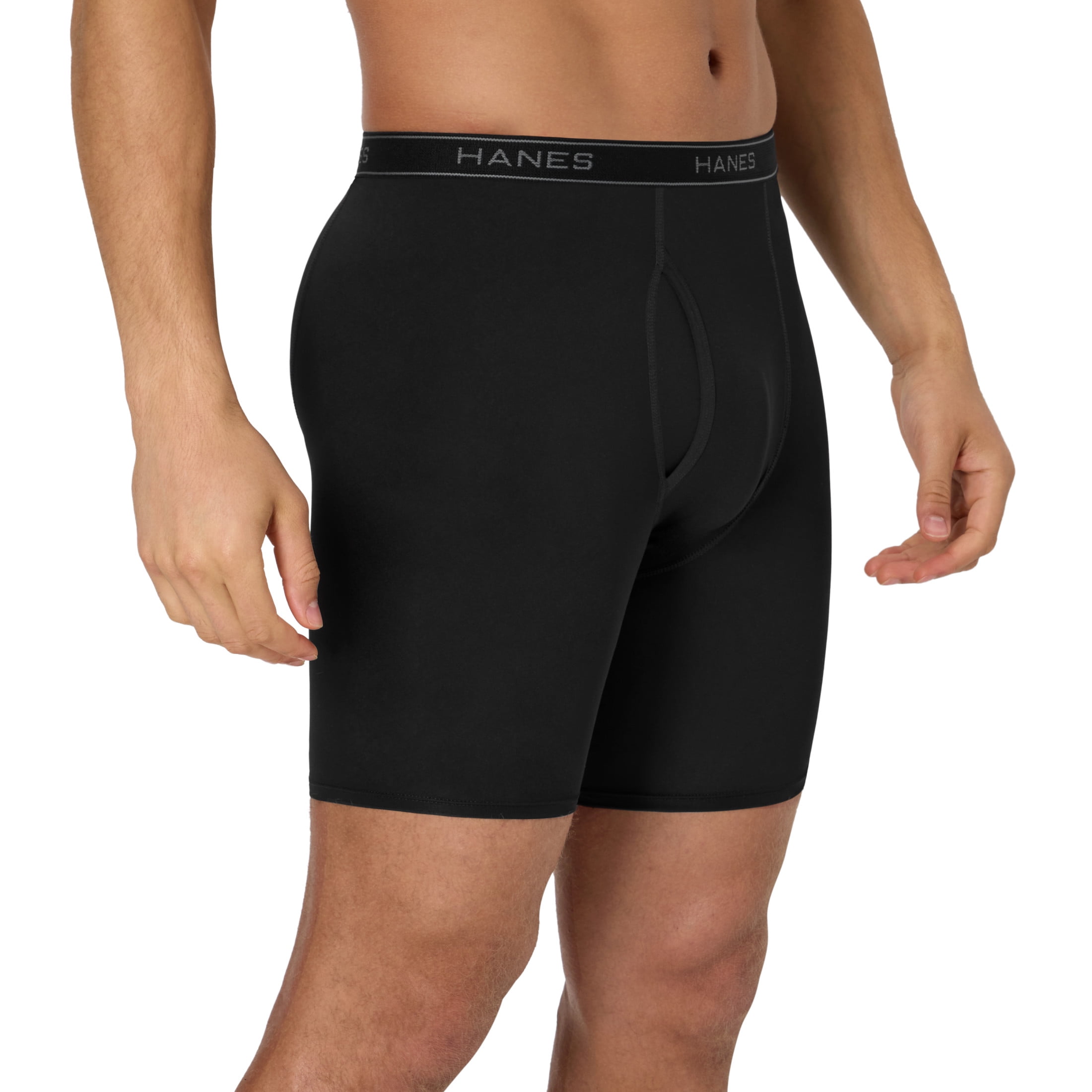Hanes Mens Underwear Long Leg Boxer Briefs, 3-Pack, Core Plus Performance Stretch SYTLL3