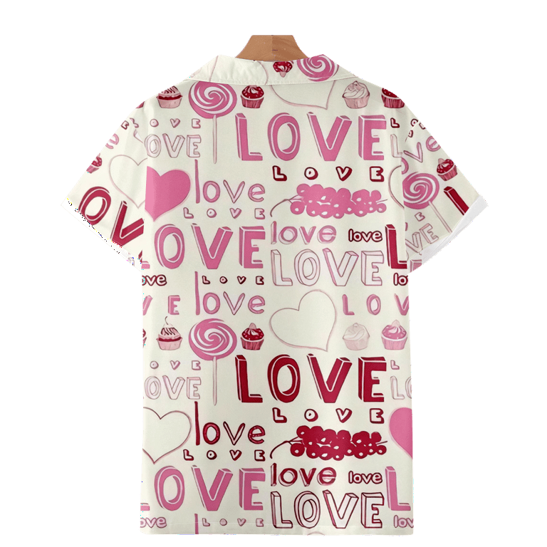 Valentine's Day Women & Men Hawaiian Shirts Love Shape Print