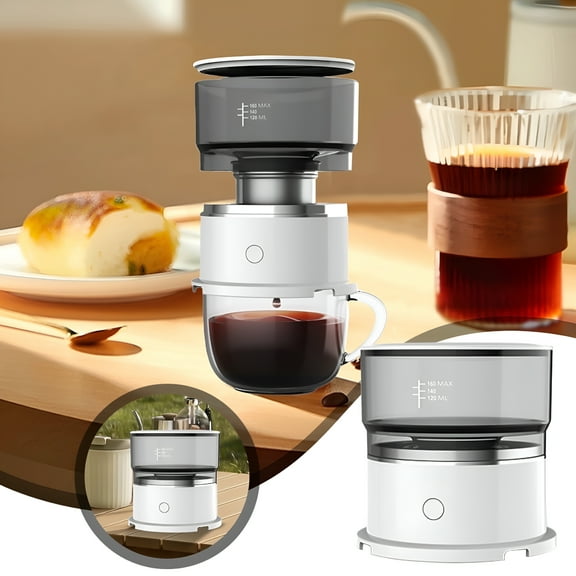 CURYMAY 1-Cup Drip Coffee Maker, Compact Single Serve Brewer for Home, Office, Travel & Kitchen, White