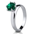 thumbnail image 2 of Solitaire Wedding Ring - Emerald Wedding Ring - Solitaire Wedding Ring - Titanium Ring - Silver, 7, 2 of 4