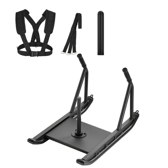 KFFKFF Steel Weight Sled for Strength Training and Speed Workouts, Fitness Equipment with Handle, Compatible with 1/2 in Weight Plates, Black