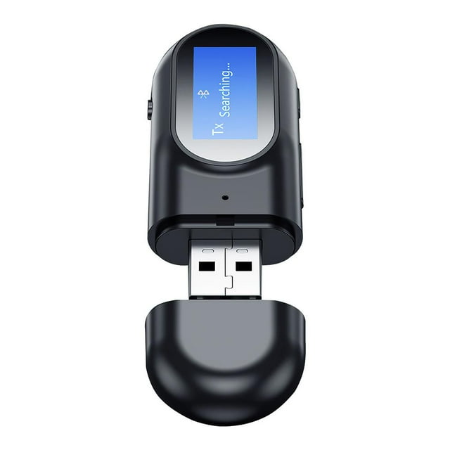 Sidaley Adaptador de audio USB Bluetooth 5.0 Transmisor de audio inalámbrico Receptor Bluetooth para automóvil con pantalla digital LED Adaptador Cables de audio/vídeo