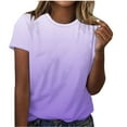 thumbnail image 1 of Swstbby Économies d'Été en Liquidation! Hauts d'Été pour Femmes Grande Taille, Blouse à Manches Courtes Imprimée Mode pour Femmes Col Rond T-Shirt Violet TG, 1 of 5