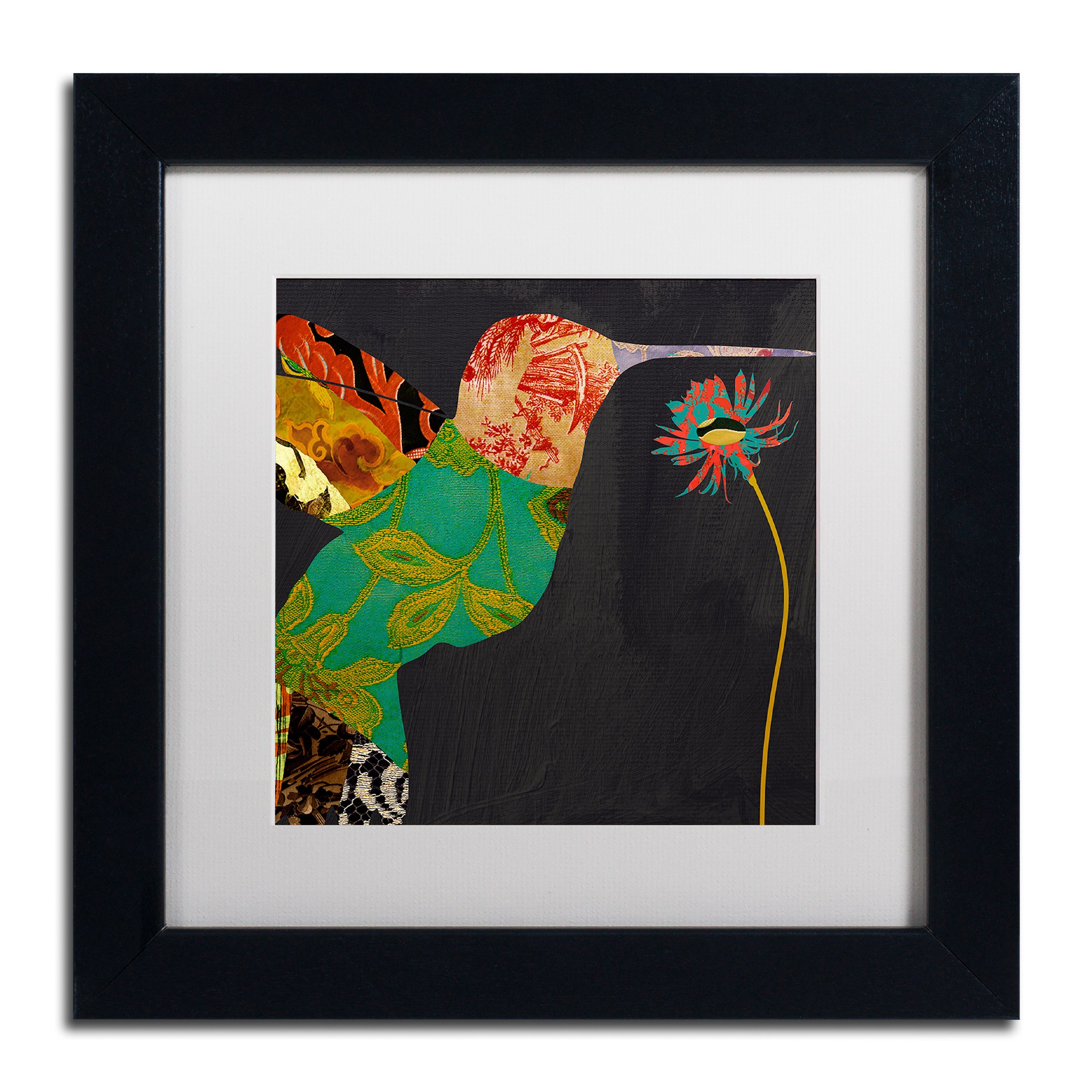 Trademark Fine Art "Hummingbird Brocade IV" Canvas Art by Color Bakery White Matte, Black Frame