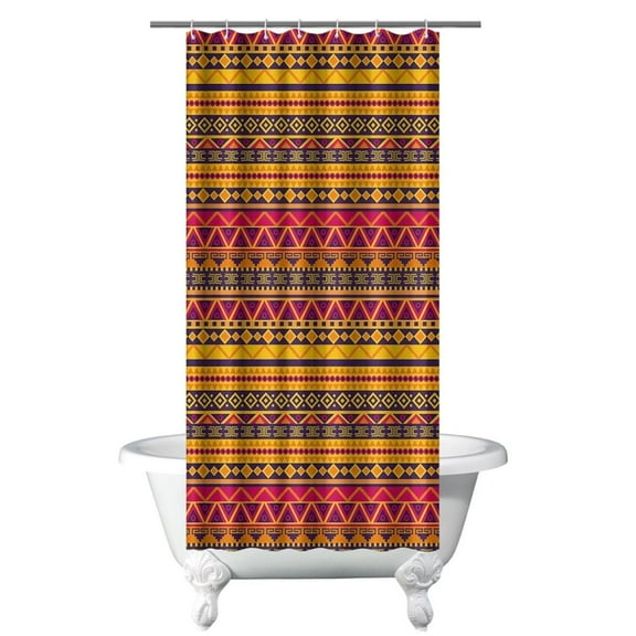 Small Stall Narrow Shower Curtain 36"W x 72"L – Tropical Bohemian Leaves, Mid-Century Abstract Boho Botanical Bathroom Decor, Vintage Floral Palm Leaf Pattern, Rustic Tribal Folk Style