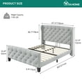 thumbnail image 7 of Dextrus Bed Frame Queen Size, Platform Bed with Velvet Headboard & Footboard, Wingback Upholstered Bed Frame Mattress Foundation, No Box Spring Needed, Grey, 7 of 7