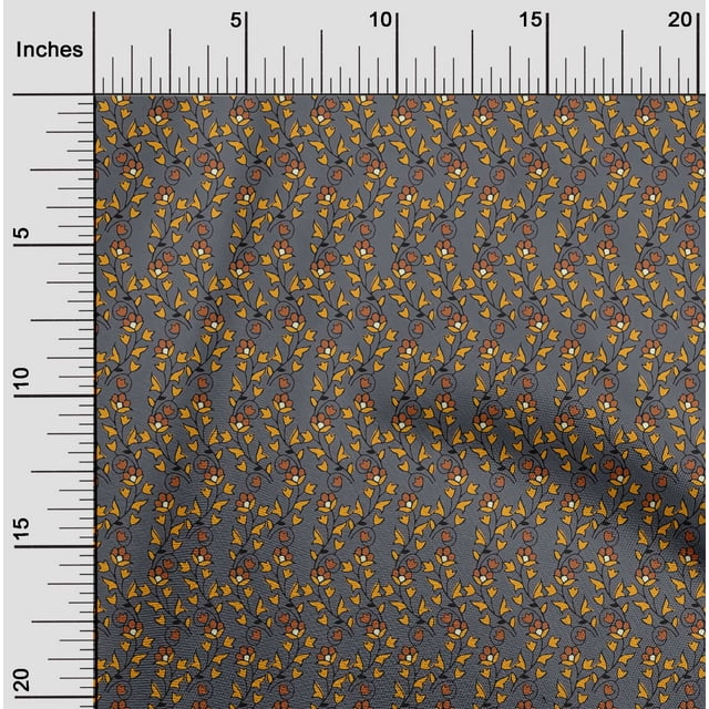 oneOone Georgette Viscose Fabric Leaves & Floral Block Print Sewing Fabric BTY 42 Inch Wide